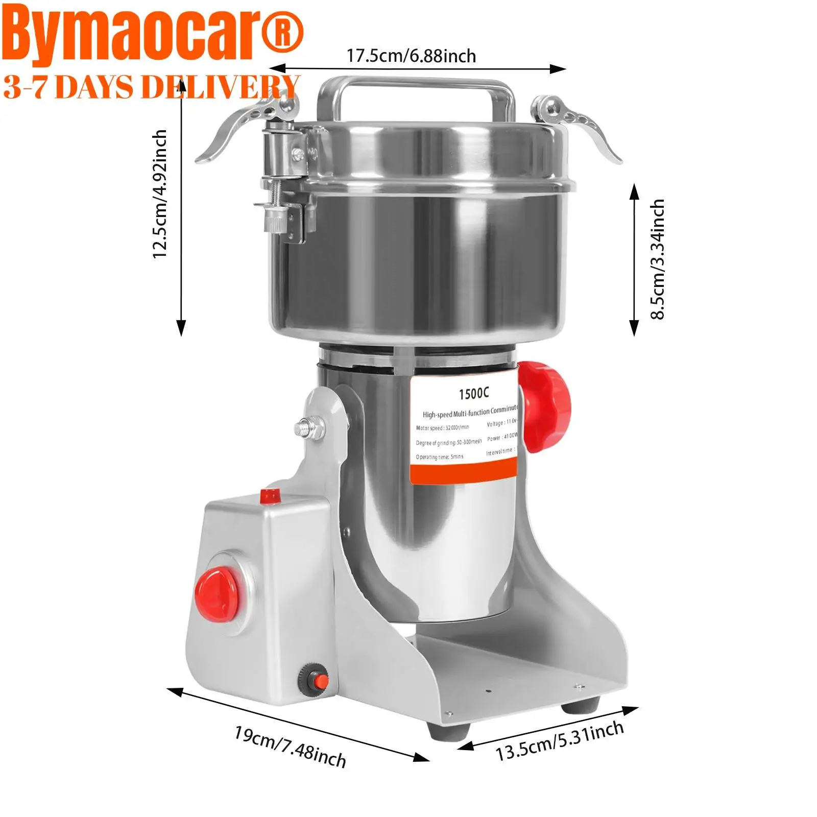 Mesin Penggiling Biji-bijian Listrik 1500g, Mesin Penggiling Rempah-rempah Komersial 4100W, 30000r/menit, Mesin Penggiling Jagung Kering Stainless Steel, Mesin Pembuat Bubuk Herbal