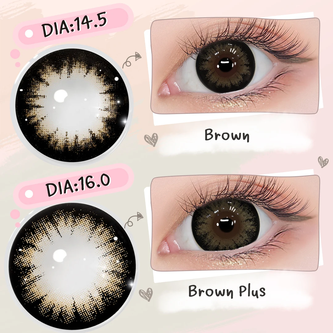 (0.00~-6.00) MAGISTER 16mm Big Eyes Graduated Contact Lenses With Diopters Black/Brown Cosmetic 14.5mm Contact Lenses 6 Months