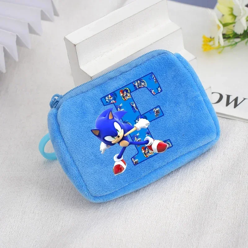 Sonics Plush Coin Purse Cute Letter A-Z Cartoon Anime Storage Bag Key Case Handbag Headset Bags Zipper Print Fashion Boy Wallets