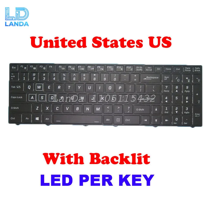 

LED PER KEY RGB Backlit KR PA70 PA71 Keyboard For CLEVO PA70EP6-G PA71EP6-G PA70ES-G PA71ES-G P950 P960 KR Korean Black Frame