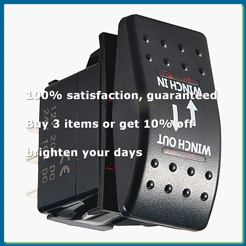 ●12V 20A Winch In Winch Out ON-OFF-ON Rocker Switch 7 Pin LED RED