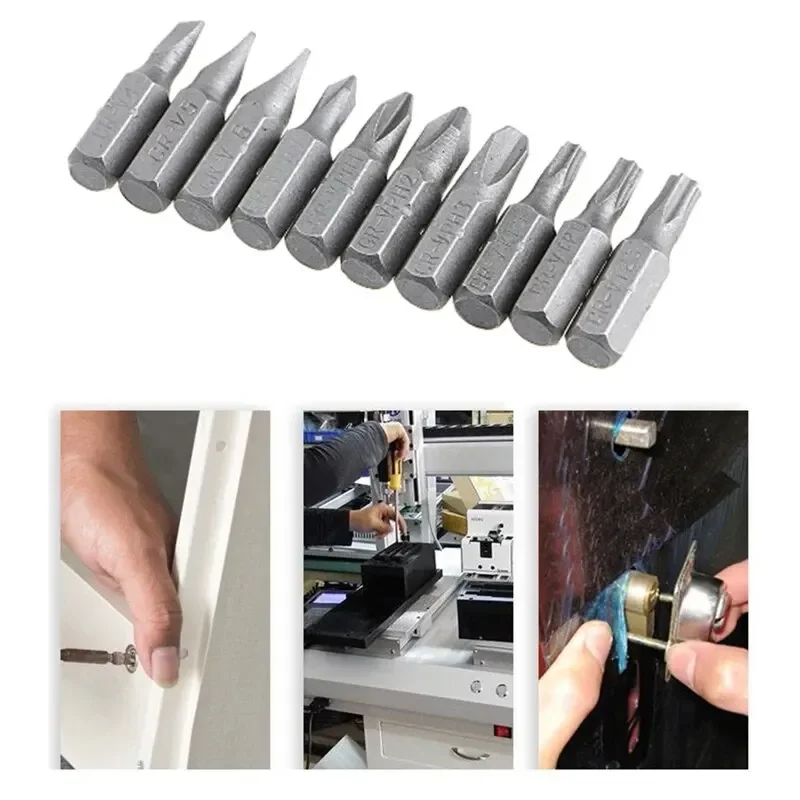 11Pcs/Set Hexagonal Screwdriver Bit L-shaped 90 Degree Wrench Double Head Handle 6.35mm Home Maintenance Screwdriver Bit Tools