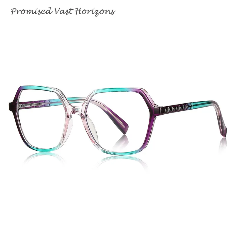 

Fashion Progressive Color Hexagonal Solid Texture Women's Blue Light Blocking Plano Lens TR90 Basic Concise Design Glasses Frame