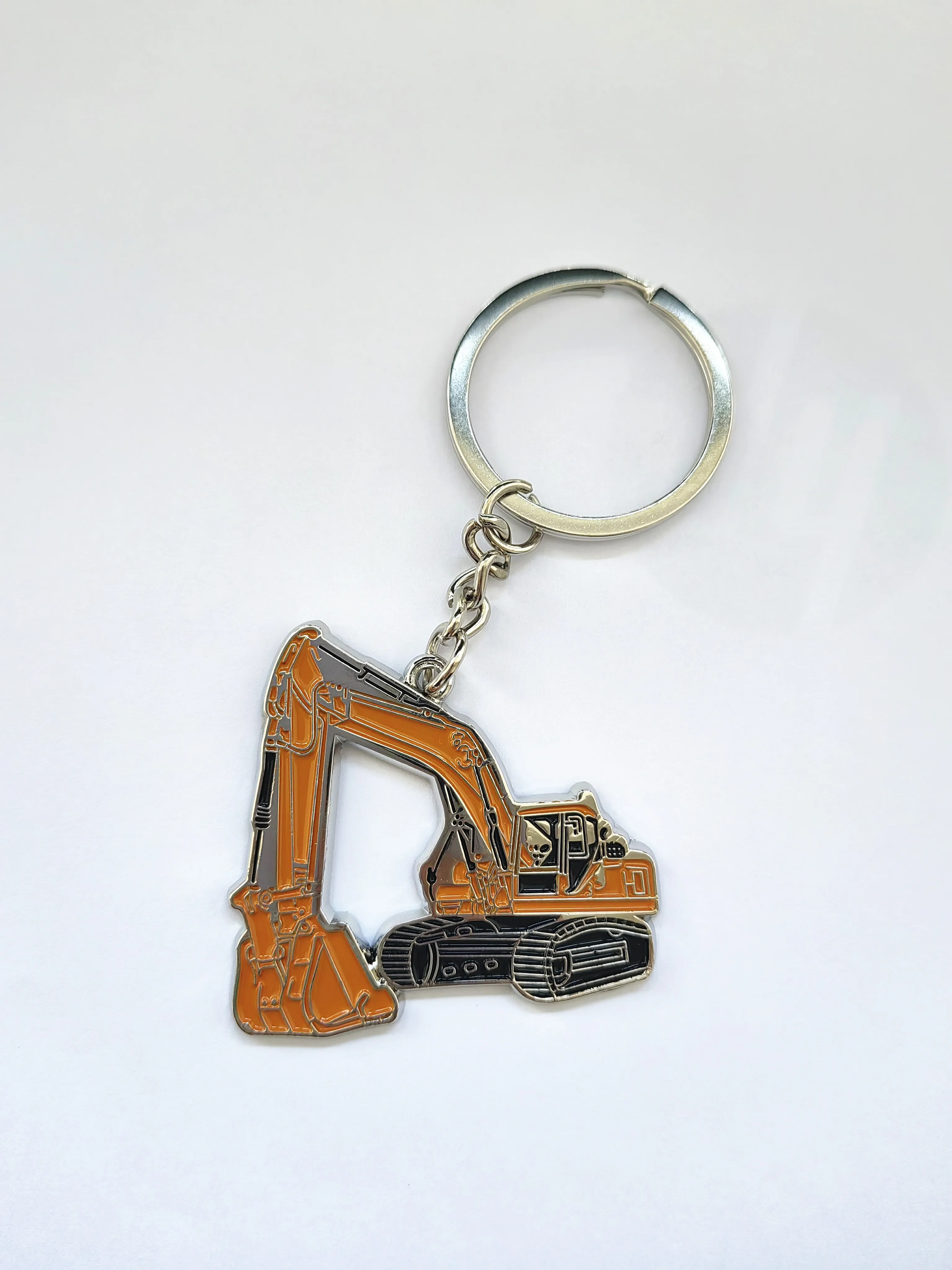 Excavator charm silver zinc alloy keychain Excavator Backhoe Keychain