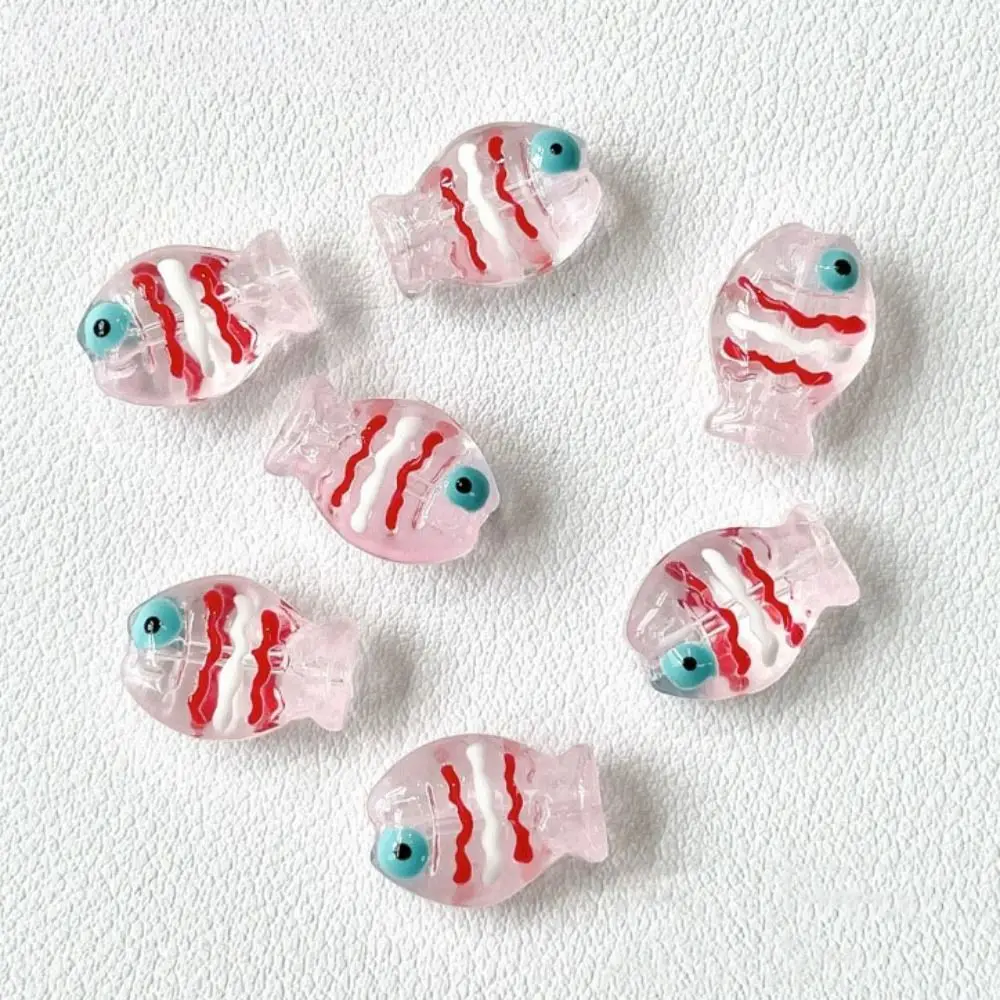 10pcs/set Handmade Craft Mini Fish Beads Colorful Cartoon Fish Shape Spacer Loose Beads Cute 3D Jewelry Making Material
