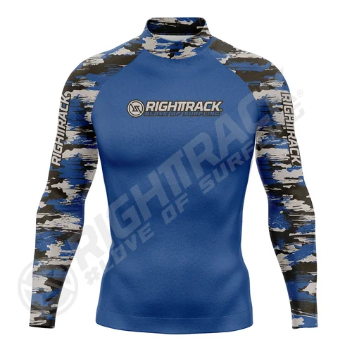 Imagen 2 del producto Nueva camisa de Surf para hombre Spray Camo Lycra Rashguard RIGHTTRACK Surf ropa deportiva playa UV traje de baño UPF50 + ropa