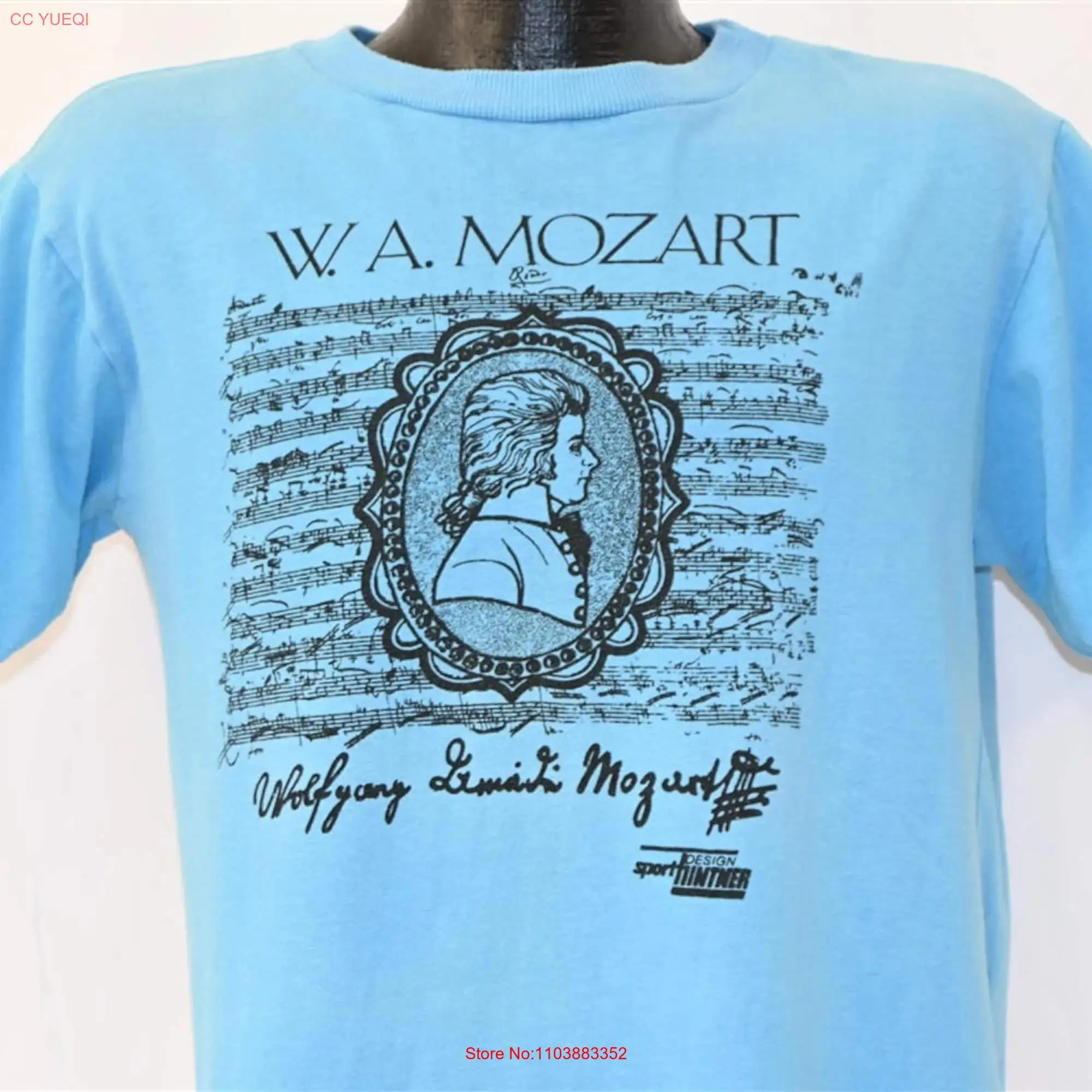 80s Wolfgang Amadeus Mozart Classical Musician Ringer Music t shirt Large