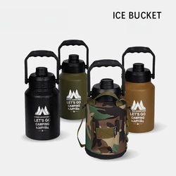 2L Stainless Steel Water Bottle Picnic Keep Cool Insulated Bucket Tactical Water Bottle Bag Hiking Outdoor Ice Bucket New