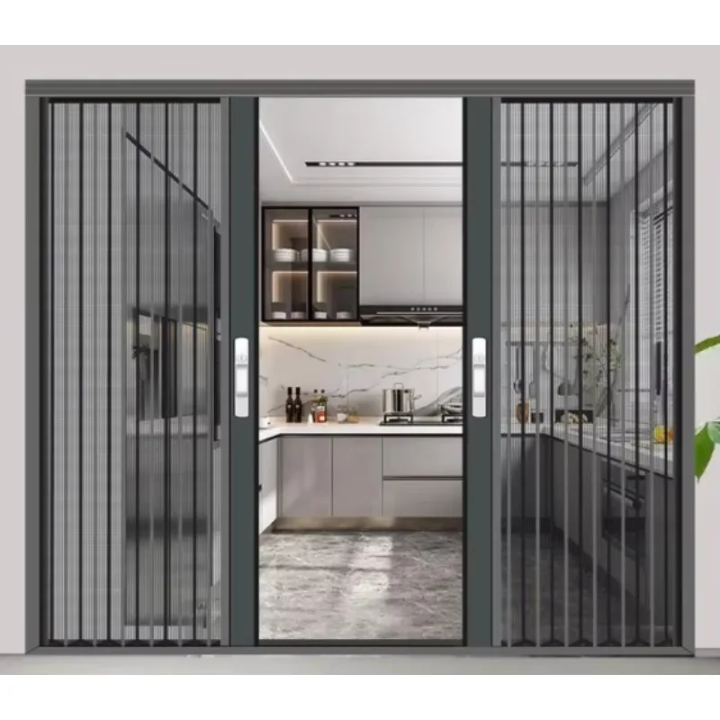 Push-pull household aluminum alloy window screen flies mosquitoes anti-theft trackless diamond mesh folding screen door
