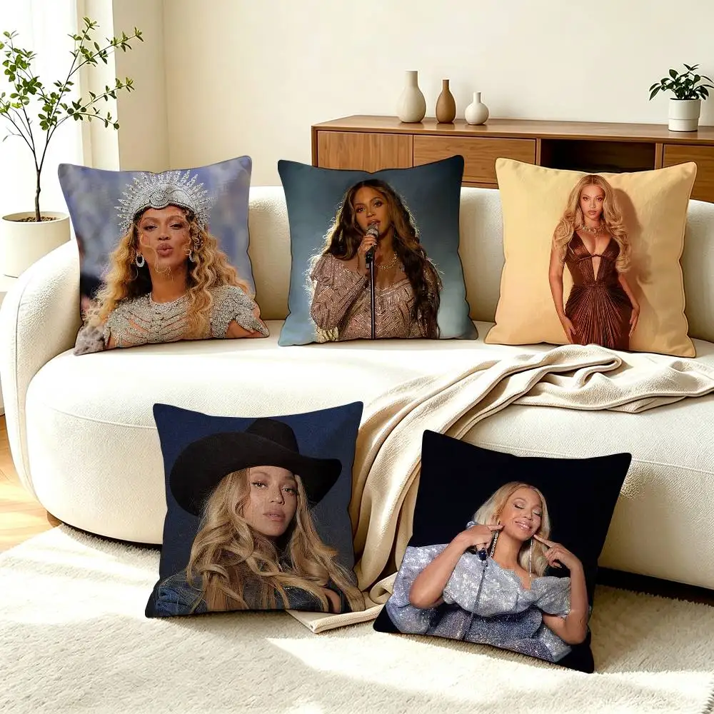 B-Beyonce Pop S-Singer  Square Double-Sided printed Pillow Case Bedroom Bedside Pillow Sofa Cushion Cover