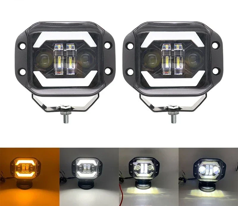 TCYATO 4inch 40W off-road vehicle features led work lights, angel eye spotlights, and embedded front bumper grille fog lights