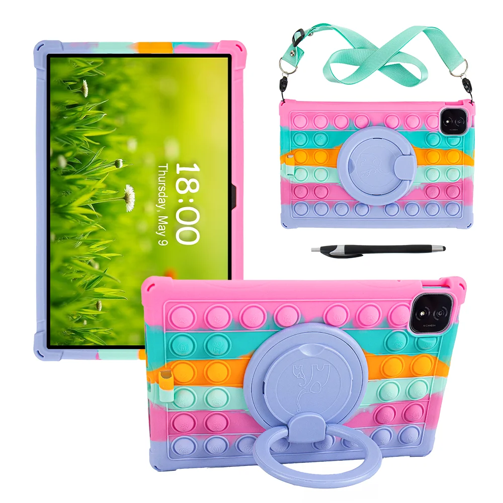 

Вращающийся на 360 градусов универсальный чехол для Honor MagicPad 2 Pad GT Pro 2024 12,3 дюйма, мягкий силиконовый чехол-подставка с ручкой, плечевой ремень