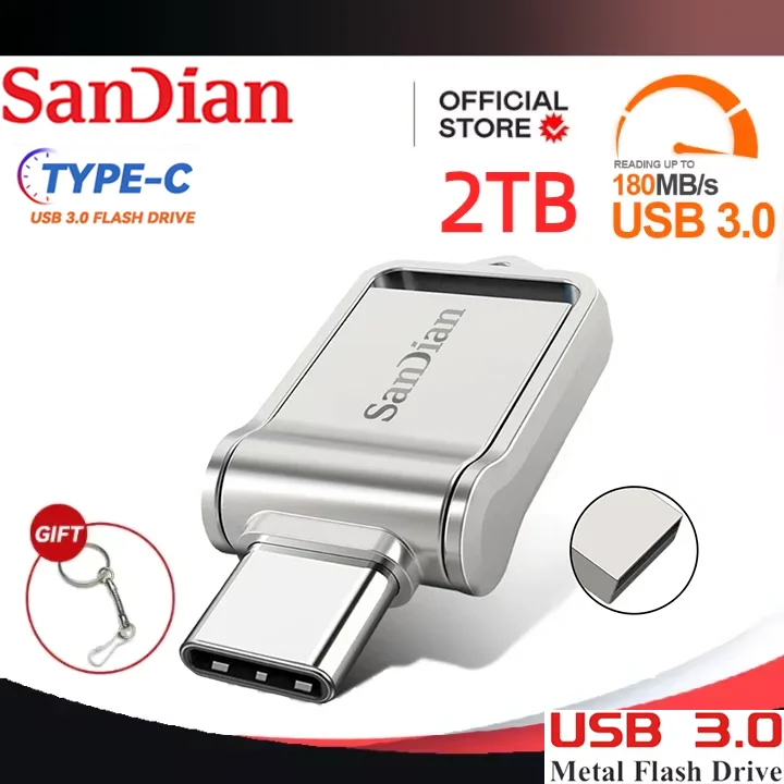 2TB USB Flash Drive Type-C Interface 256GB 512GB Pendrive Mobile Phone Computer Mutual Transmission Portable Key USB Memory Pen