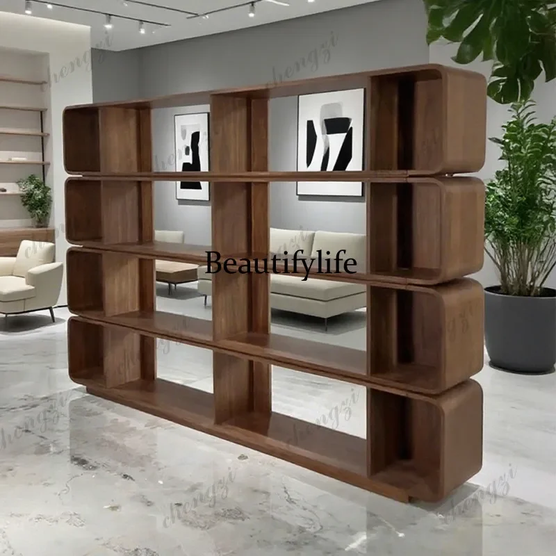 A4567 Italian light luxury solid wood bookcase multi-layer solid wood shelf study shelf storage cabinet minimalist jewelry cabin