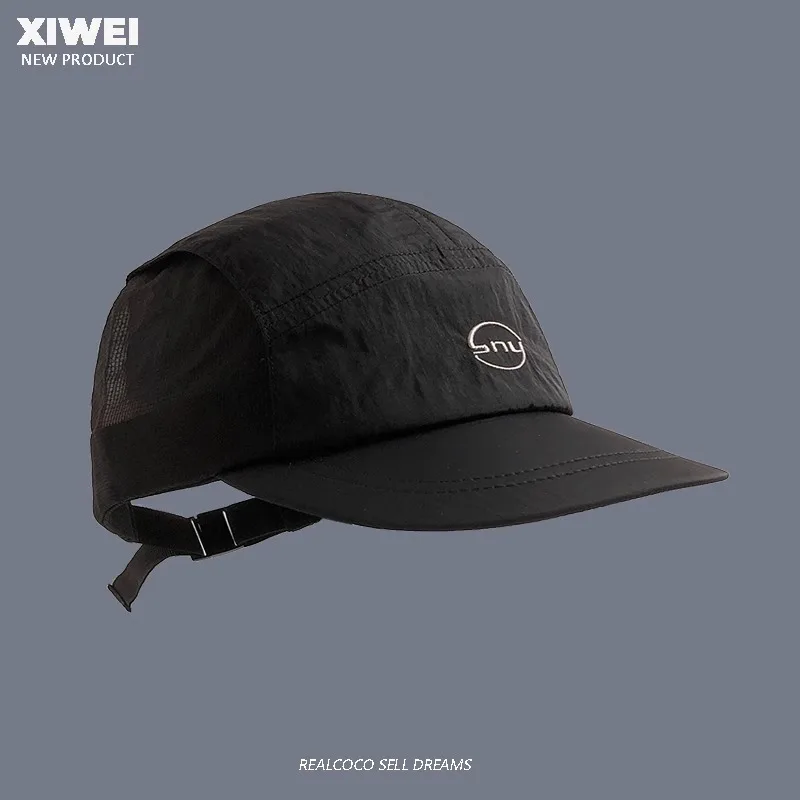 Sommer Fünf-panel Stickerei Schnell trocknend Licht Flache Kante Hut Sommer Im Freien Atmungsaktive Mesh Sonnenschirm Sport Baseball Kappe – Detail 3