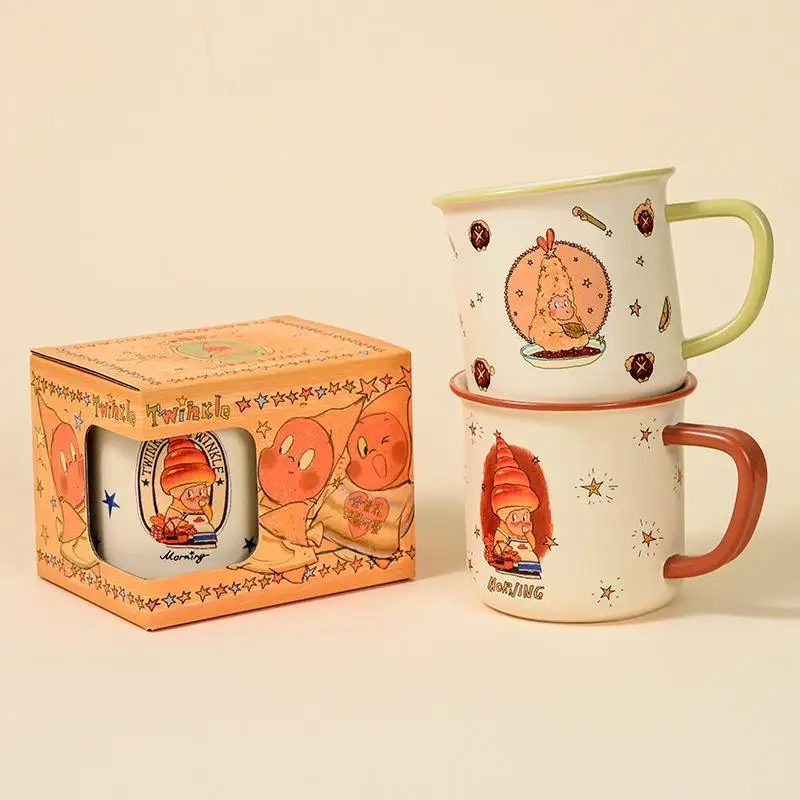 

Cartoon Star Ceramic Mug Gift Set, High Beauty Breakfast Milk Cup,Retro Coffee Mugs,Home Fruit Plate, High Temperature Resistant