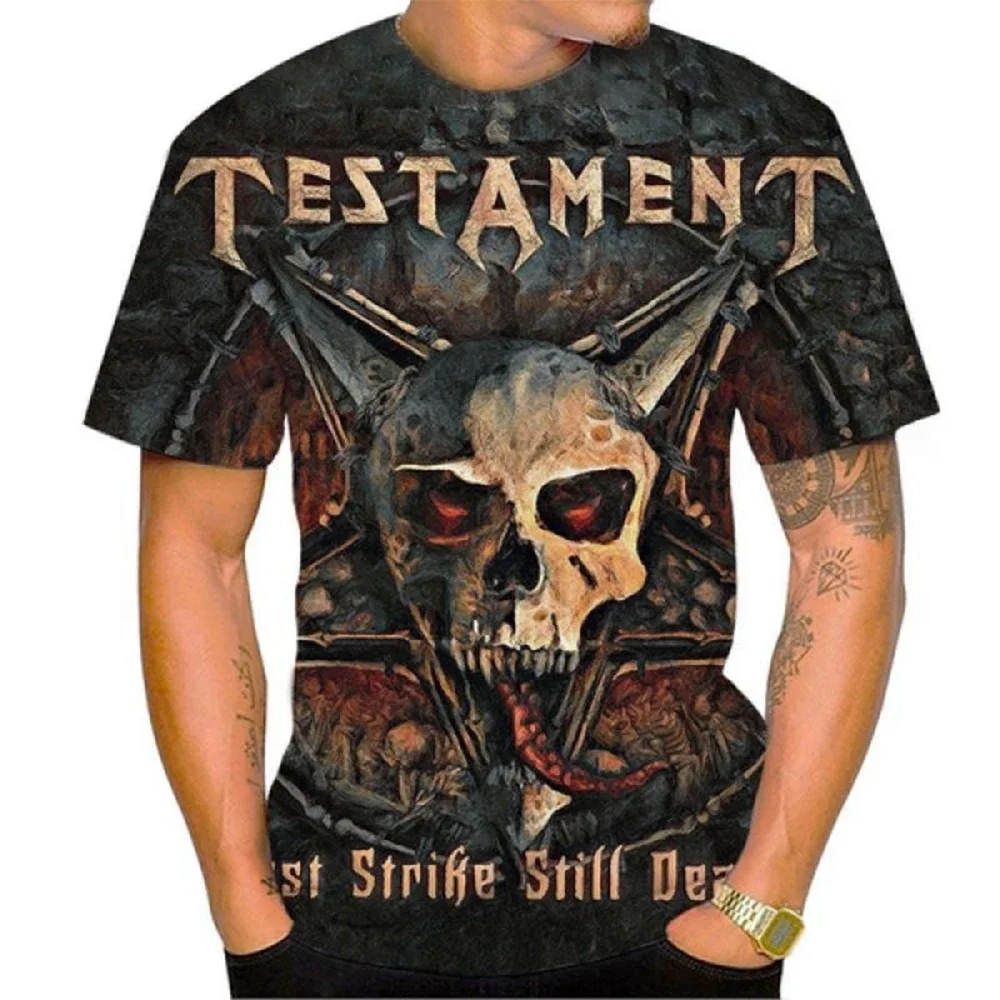 Summer New Fashion American Heavy Metal Testament Band Men's 3d Printing T Shirt Unisex Hip Hop Casual T-shirt Cools Rock Street