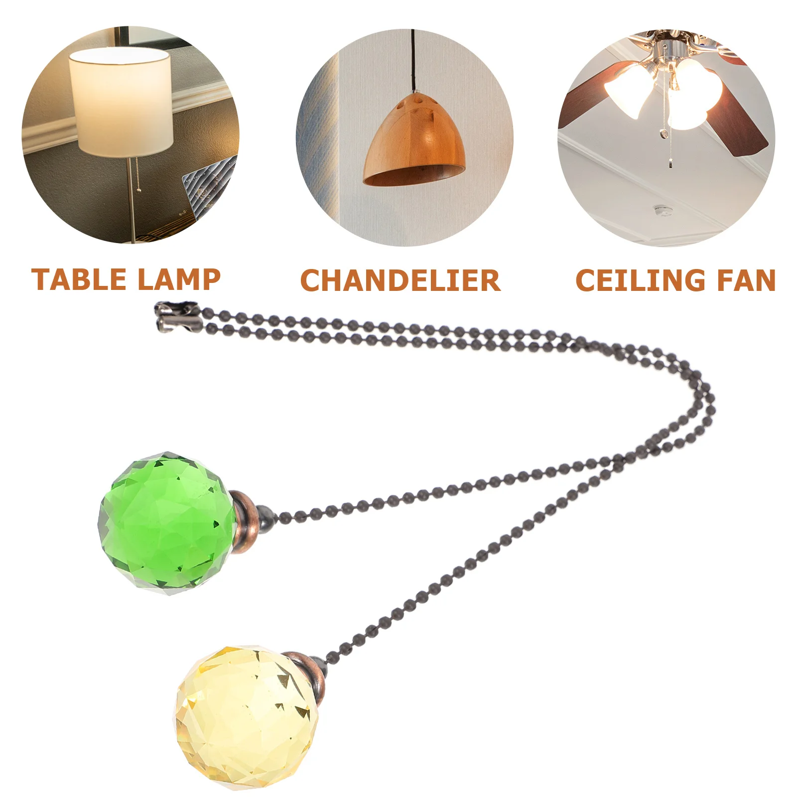 

2Pcs Ceiling Fan Pull Chains Hanging Pendant Safe Replacement Decorative Fan Chain Extenders for Lights Bedroom Living