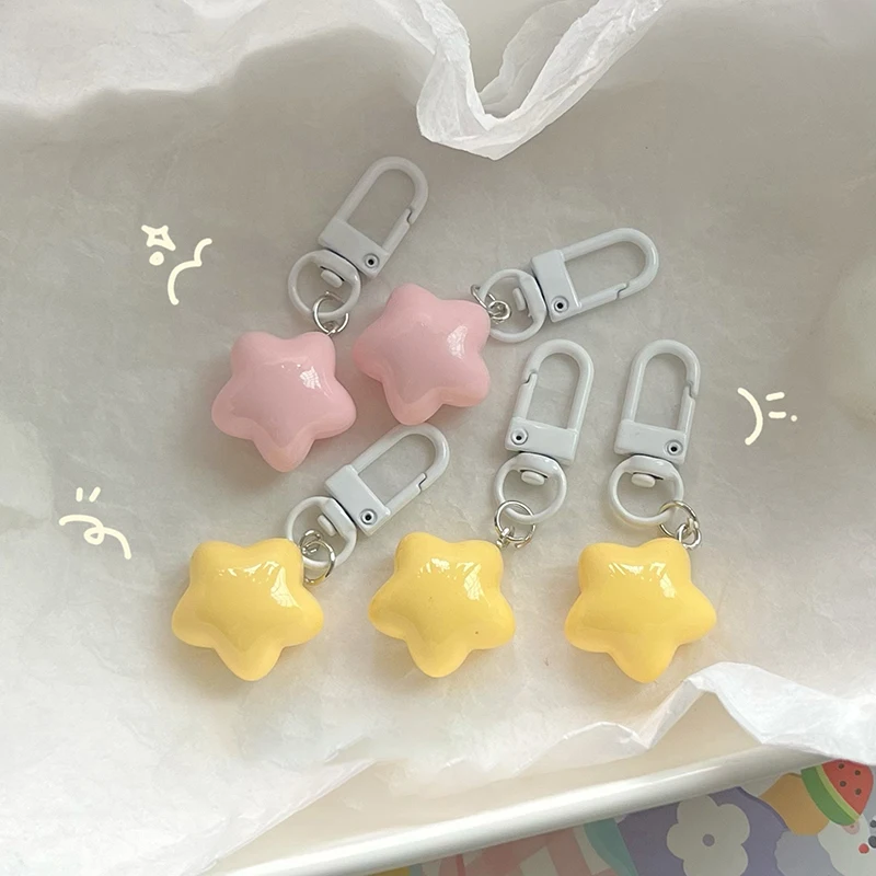 Kawaii Star Pendant Keychain Cute Candy Color Pentagram Key Holder For Girls Bag Pendant Decoration