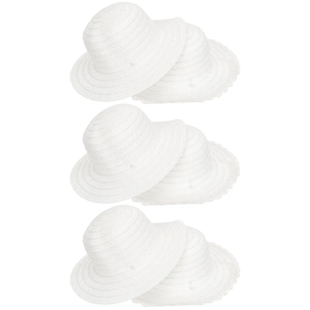 

6pcs Kids Straw Hat DIY Blank White Creative Painting Hats for Children 2-8 Years Lightweight Summer Craft