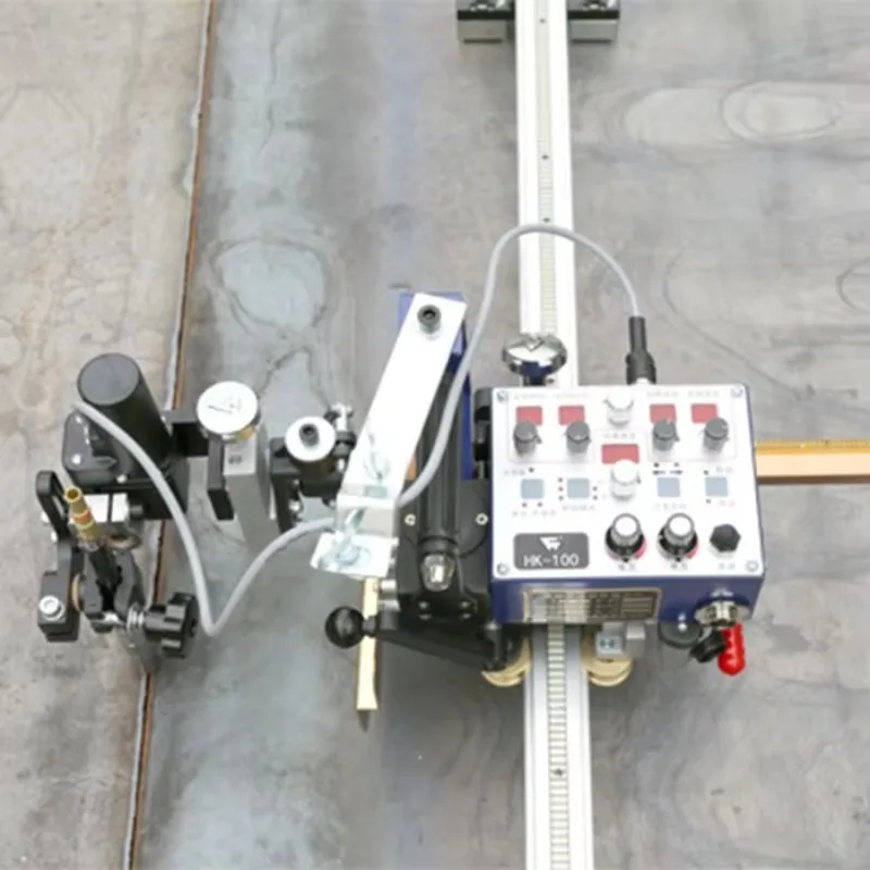 HK-100 Welding Tractor With Oscillator Automatic Welding Carriage With 1.8m Guide Rail Linear Weld Trolley