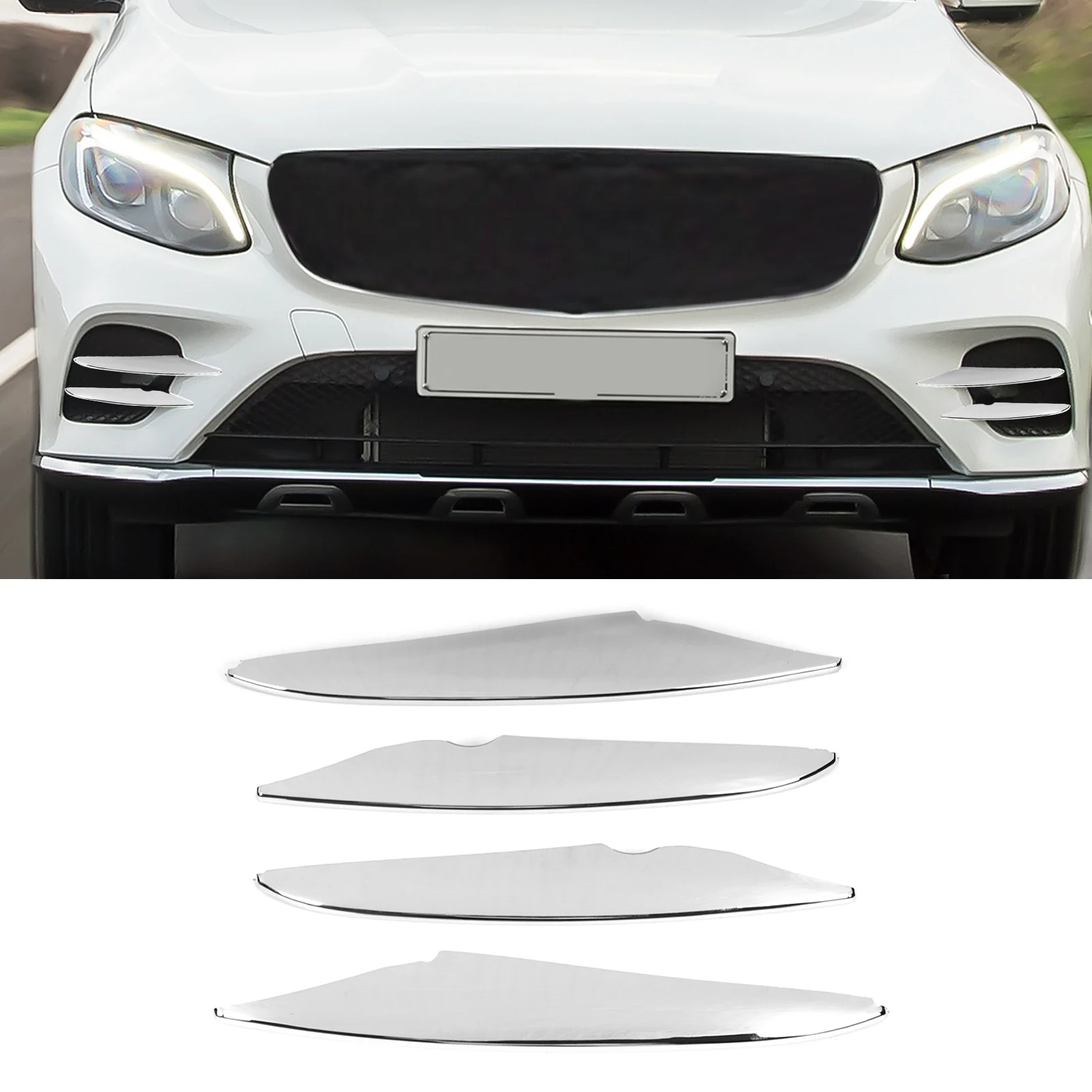 Fog Lamp Grille Trim Practical Front Bumper Fog Light Trim Perfect Match    ABS High Hardness for Car