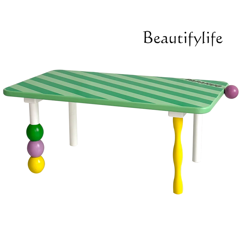 Striped Geometric Table Writing Desk Learning Home Picture Book Graffiti Small Coffee Table Work Table