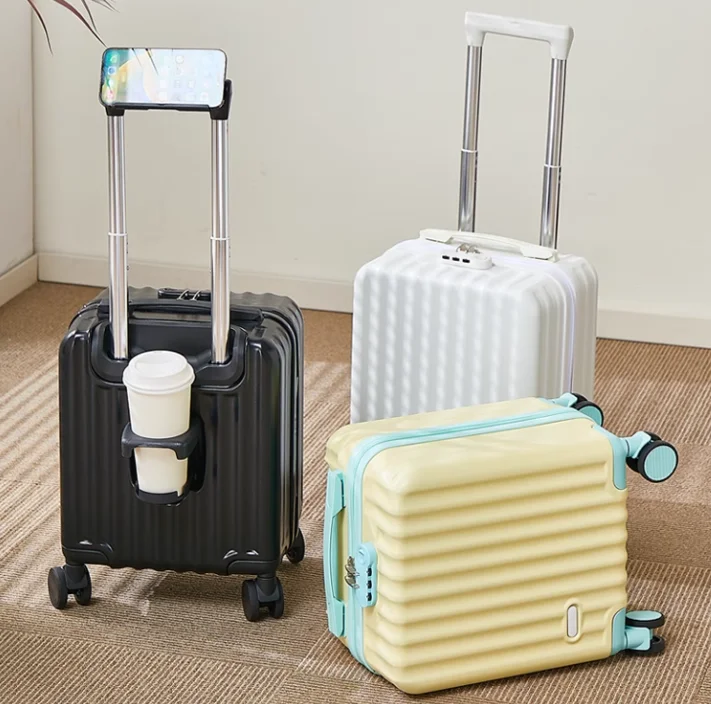 

2025 New Style Luggage 14-Inch Fashionable Lightweight Boarding with Water Cup Holder，Mobile Phone Holder Large Capacity Luggage