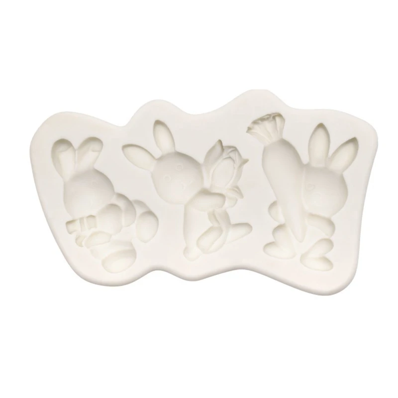 

E8BD Bunny Rabbit Carrot Silicone Mold for Biscuit Candy Making Make Easter Gifts