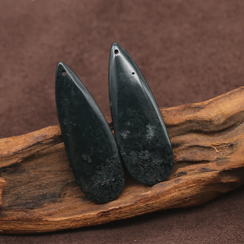 

Натуральный моховый агат, передние бусины для сережек, полированные принадлежности для изготовления ювелирных изделий ручной работы, 44x15x4 мм, 8,5 г