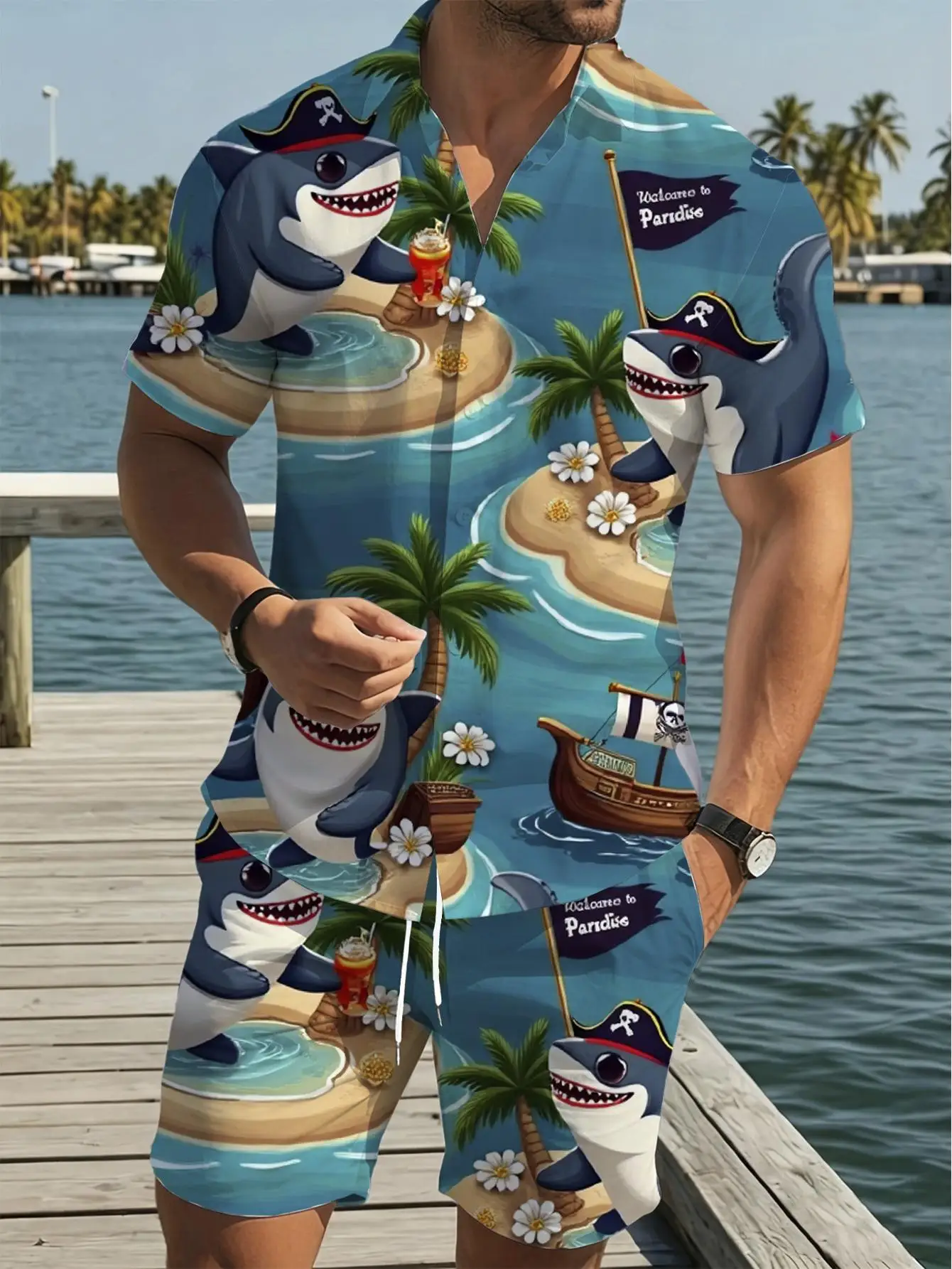 Men's Shirt Sets 2026 Spring/Summer sports two-piece 3D Printed 2 piece set clothing set Graphic men's tracksuit Y2k tracksuits