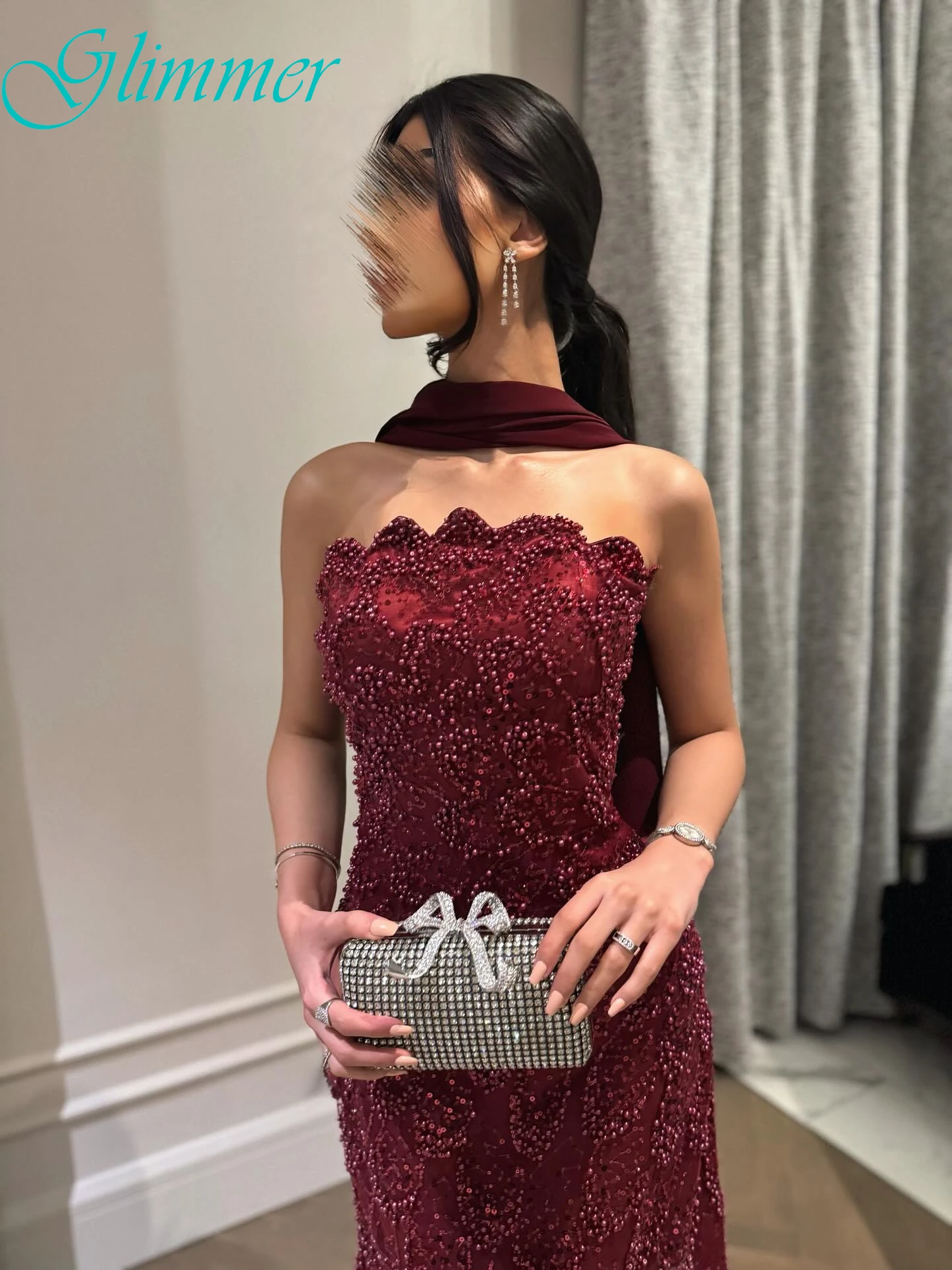 فستان سهرة أنيق مخصص بدون حمالات بدون أكمام مخصص، فساتين مناسبة مخصصة للحفلات على الموضة الحديثة #3