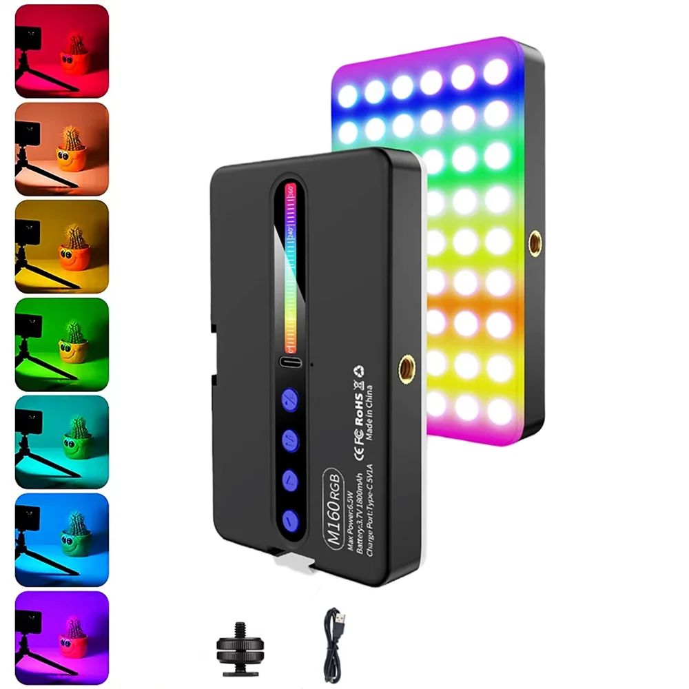 

BSLIUFANG 2025 RGB светодиодная камера для телефона, видеозаполняющая лампа, полноцветная перезаряжаемая лампа с регулируемой яркостью для живого видеоблога, фотостудии