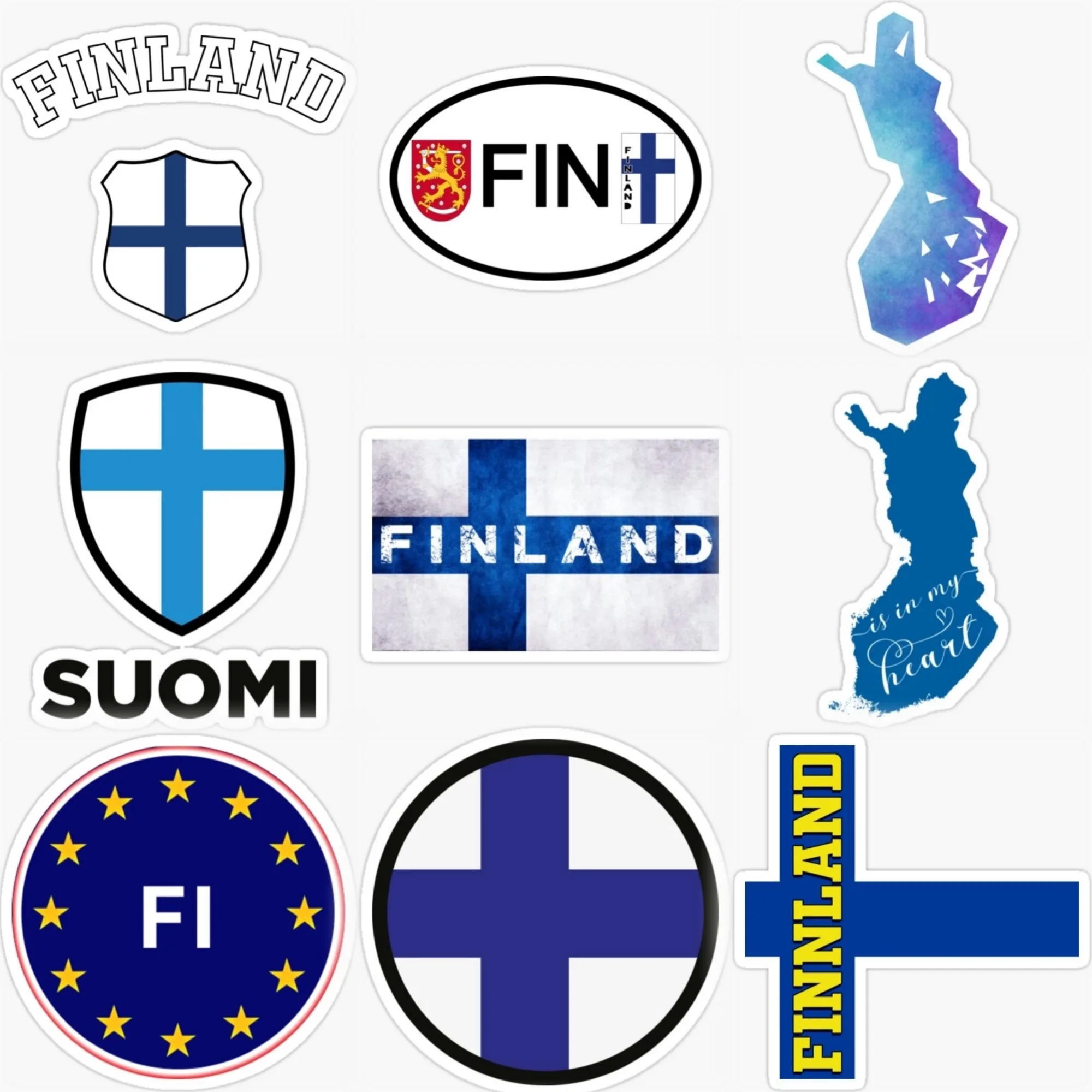 

Finland FIN Flag Map Emblem Creative PVC Waterproof Sticker for Decorate Car Van Helmet Window Fridge Table Decal Accessories