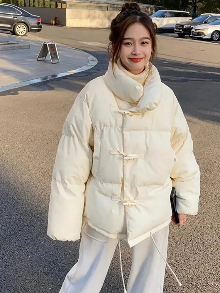 

Милые милые пышные парки в консервативном стиле, женские свободные винтажные хлопковые пальто с длинными рукавами, повседневная зимняя теплая толстая куртка с воротником-стойкой