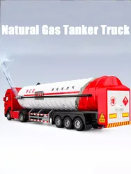 1/50 Scale Gas Tanker Truck Toy Model Alloy Diecasts with Light Sound Spray Function Engineering Vehicles for Boy Birthday Gifts