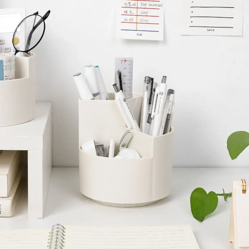 Imagem -02 - Rotativo Pen Holder And Storage Box Organizador de Papelaria Multifuncional 3-grid Pencil Holder Maquiagem Brush Holders 360 °