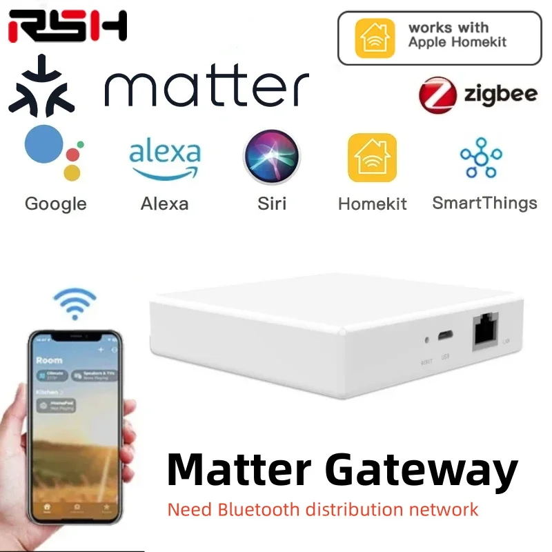 New Protocol Matter Thread Hub Zigbee Smart Home Bridge Matter Gateway Hub Siri voice control Homekit Smartthings Google Alexa