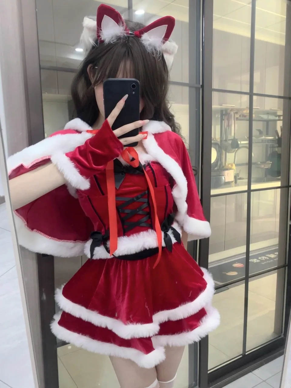 Seksowny Czerwony Strój Króliczka Cosplay Dr Cute Kostium na Halloween Cisas Maid Spódnica w kształcie litery A Sukienka na ramiączkach dla Nastolatek