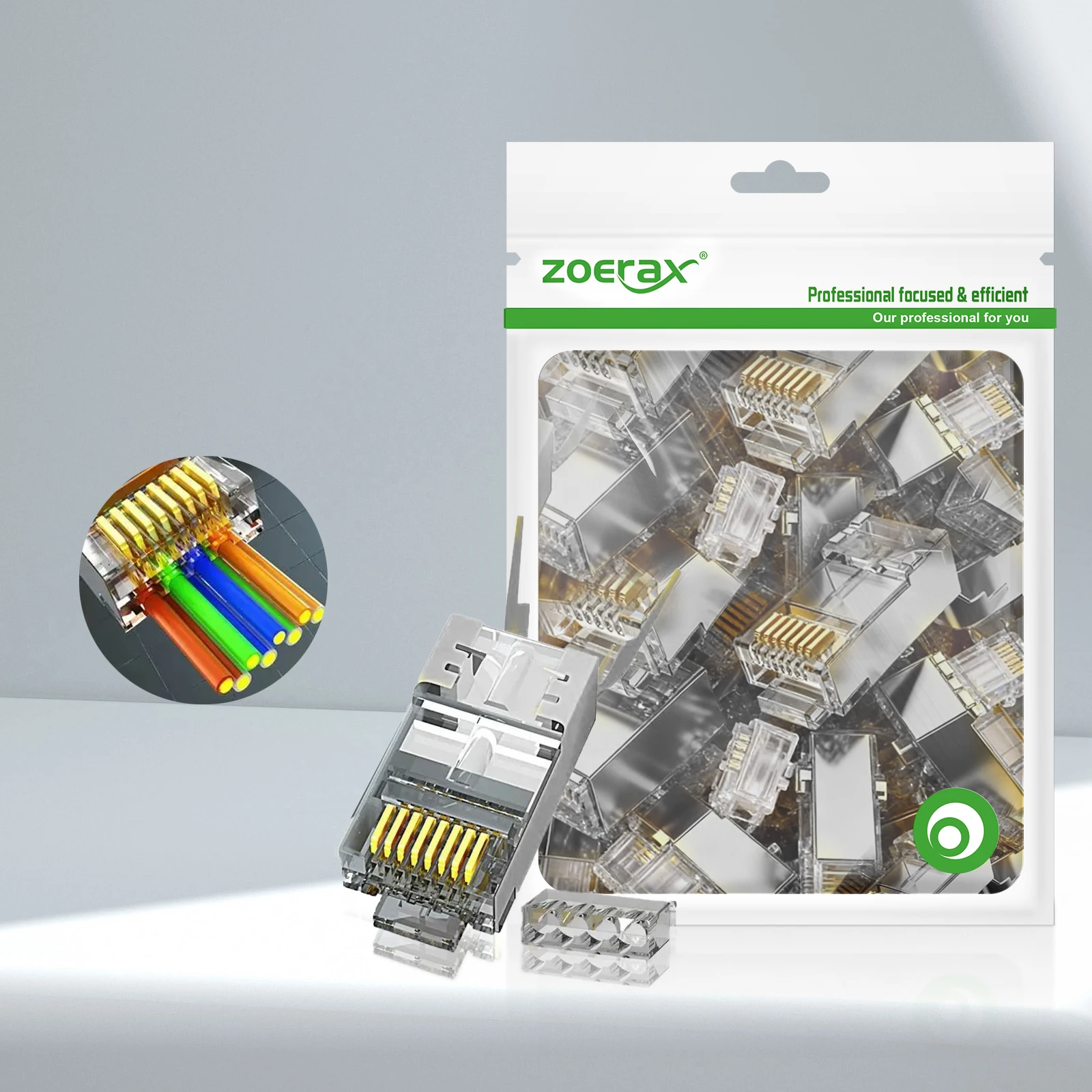 ZoeRax RJ45 Cat8 Cat7 & Cat6A Durchgangsverbinder 8P8C 50UM Vergoldet Abgeschirmt FTP/STP | RJ45 Netzwerk-Modularstecker - 1,5mm