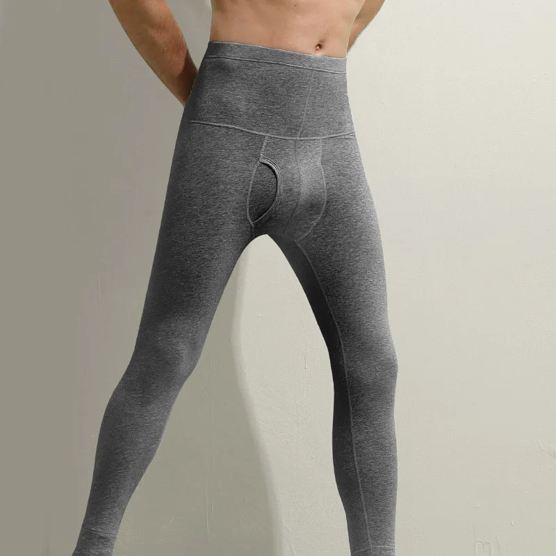 Men\'s Cotton Long Johns Autumn Winter Men Thin Thermal Underwear High-waisted Tight Leggings Man Waist Protector Lounge Trousers