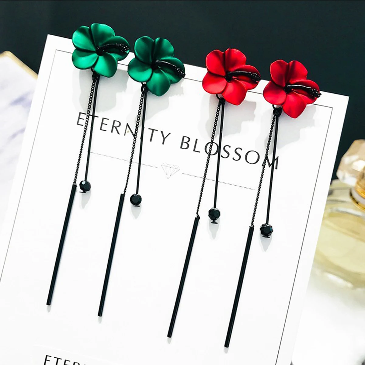 2PC women's fashion creative long tassel flower earrings earrings earrings jewelry suitable for dates, parties, holidays gifts