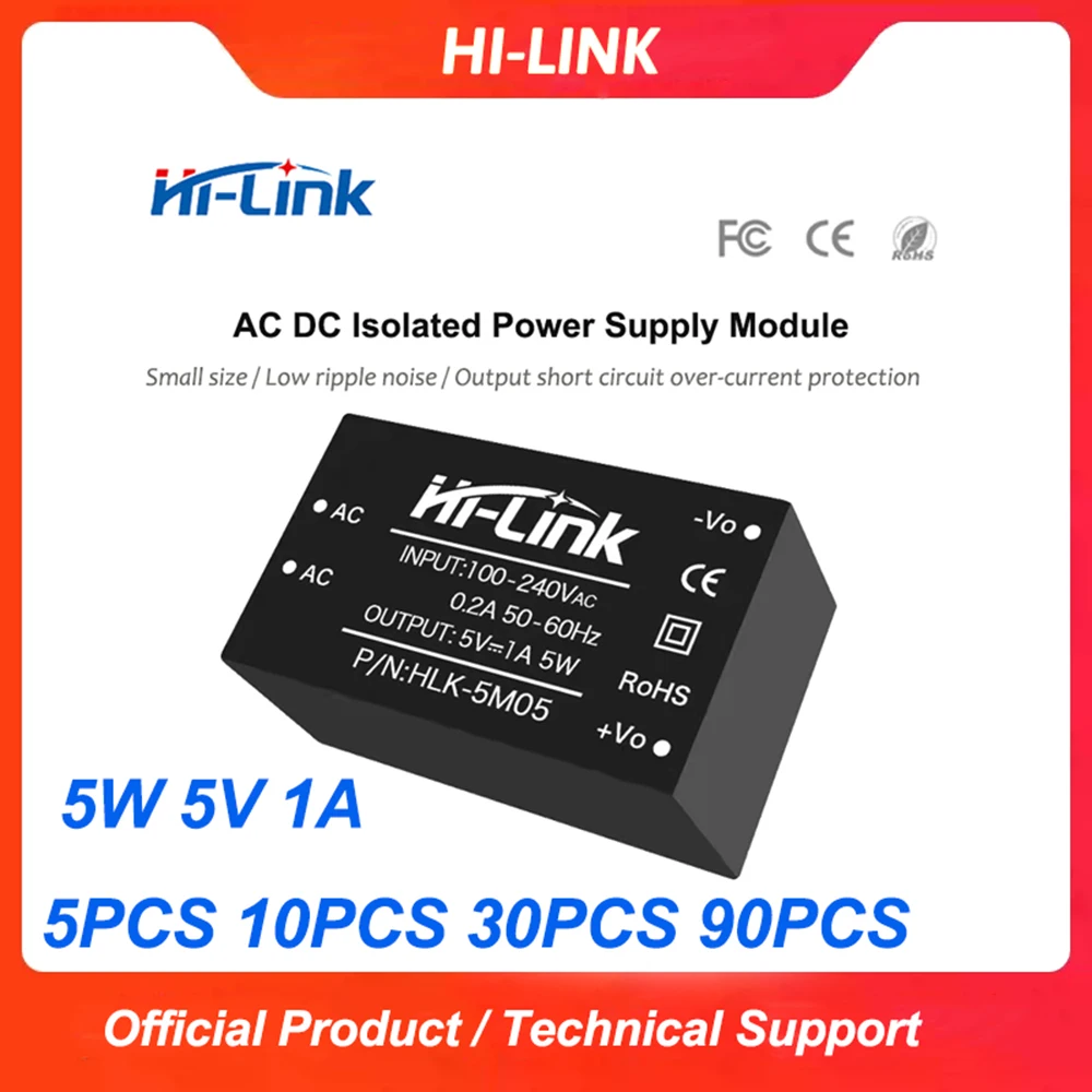 

Free ship Mutiple pcs*HLK-5M05 220V input 5W 5V 1A output AC-DC power transformer for LED light& Industrious application