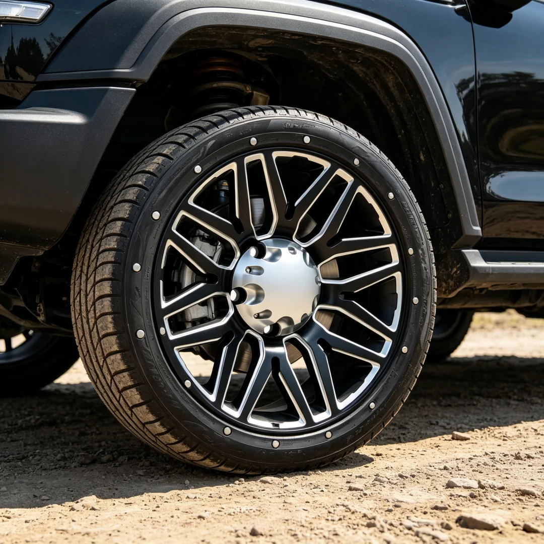 New 20 Inch off Road Aluminum Alloy Wheels 9 Matte Black Wind Wing Design PCD 5x150 ET 15 Fit 60Y5369 Includes Decorative Cover