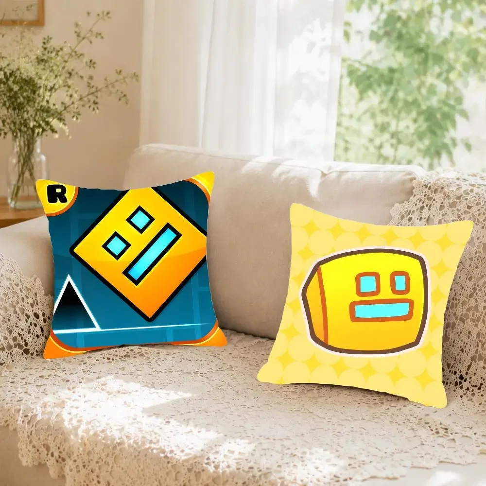Challeng Game G-Geometry Dash Cushion Cover Faux fur decorative Dark academia style Cat scratching post Rustic Spa pillow cover