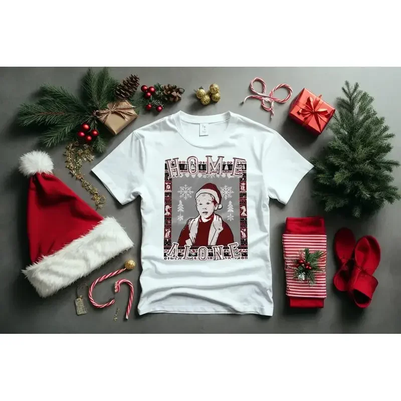 Camiseta navideña de Kevin, de la película «Sola en casa», para hombre, impresión directa sobre tejido, color natural, tallas S a 5XL.