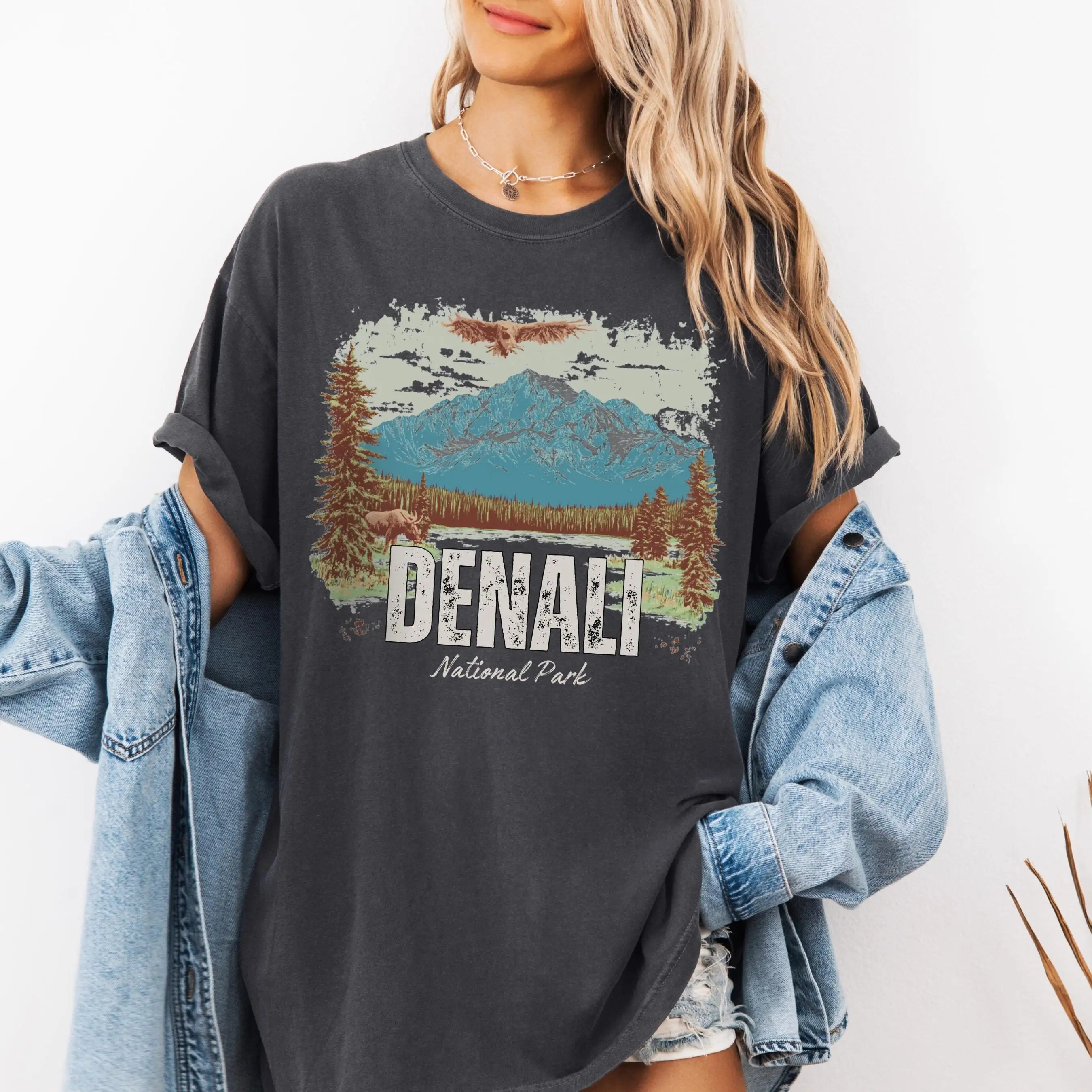 Denali National Park Alaska Comfort Colors T Shirt Vacation Hiking Travel Mose Always