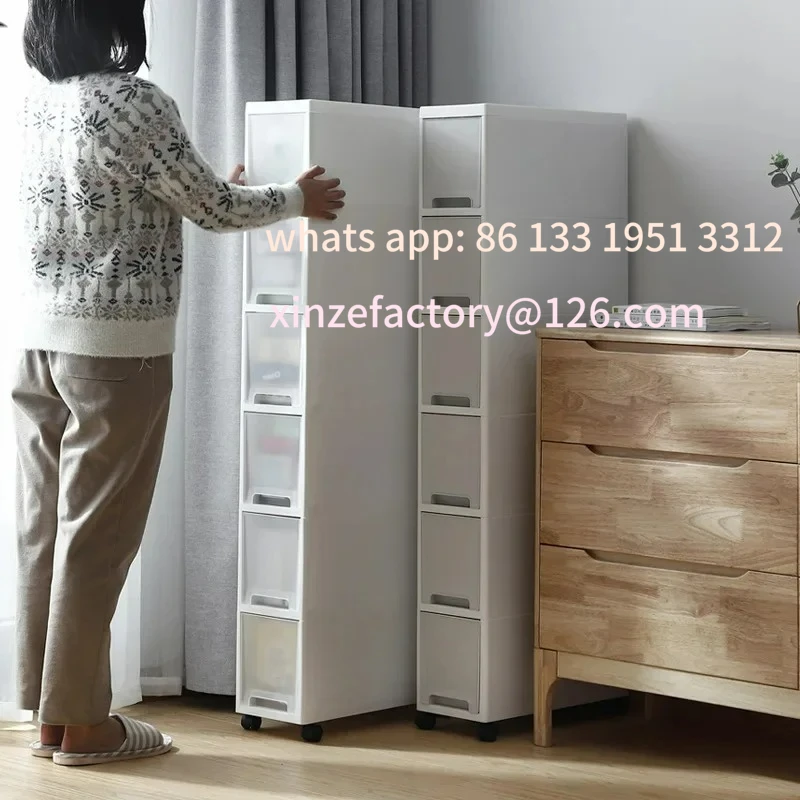 

Customizable Transparent Plastic Drawer Storage Cabinet, Kitchen and Toilet Shelf