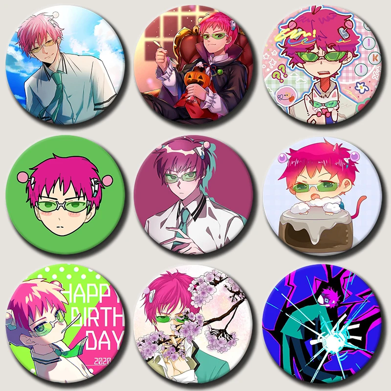 

58mm Saiki Kusuo Anime Character Badge Cartoon Cosplay Cute Brooches Handmade Enamel Pins for Clothes Backpack Accessories
