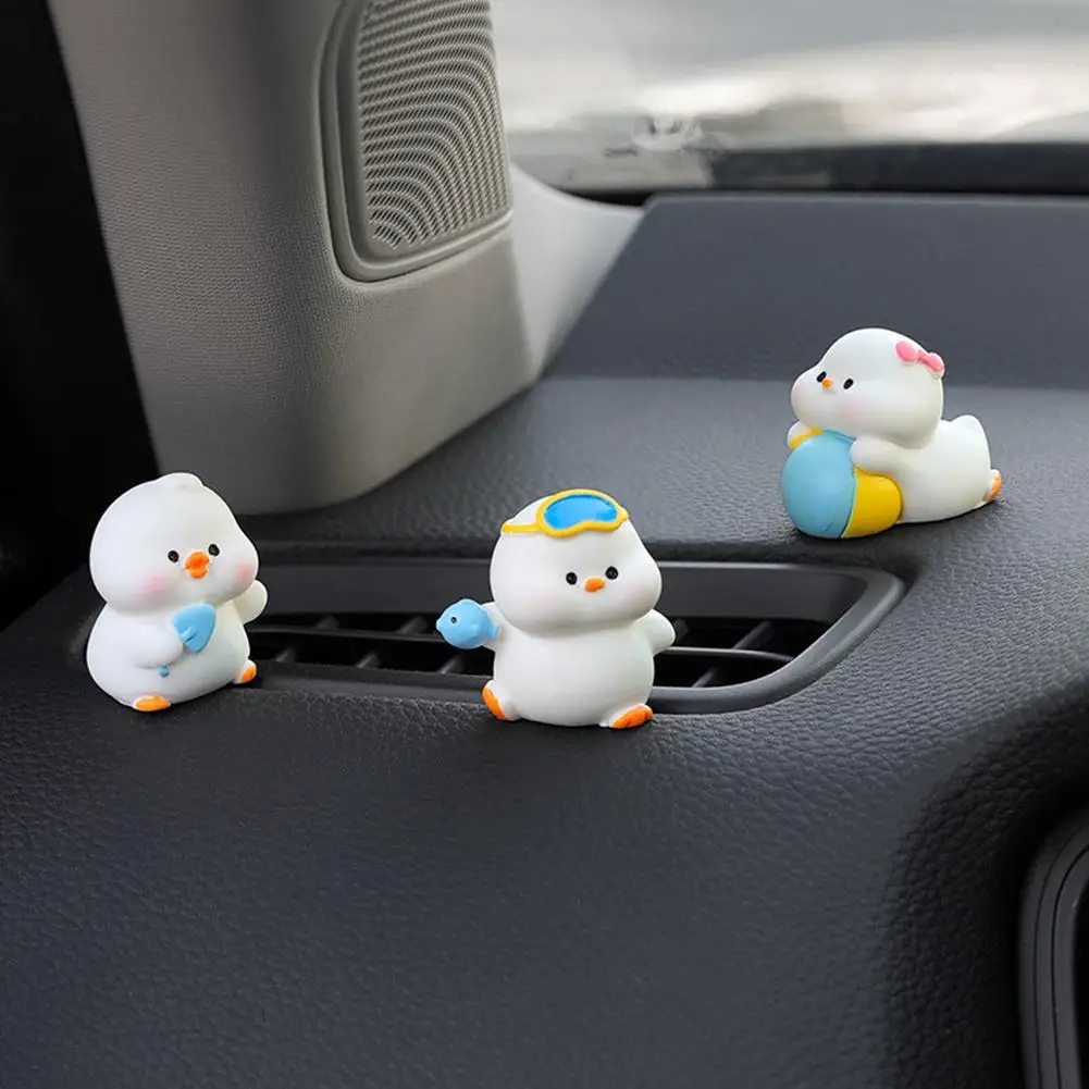 

6 шт., милая мини-утка, украшение для приборной панели автомобиля, украшения для интерьера автомобиля для электромобилей, мультяшные украшения, модель, домашний декор